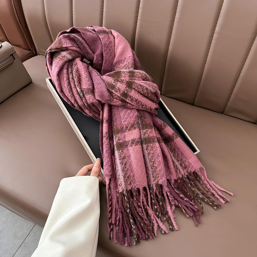 Winter New Plaid Scarf Dual-purpose Tassel Imitation Cashmere Shawl Korean Version Couple Men's and Women's Warm Scarf