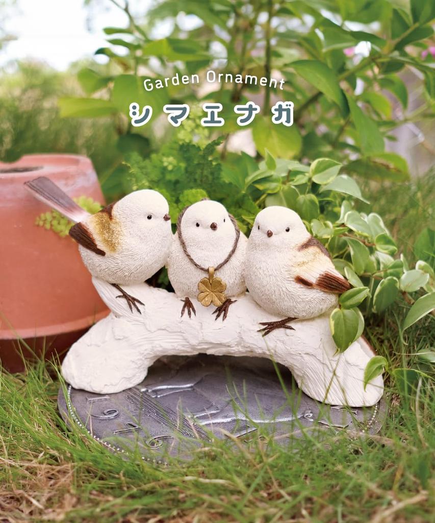 Long-tailed Tit (Shimaenaga) Bird Garden Ornament, Figurine, Decorative Item, Interior Decoration, Set of 3