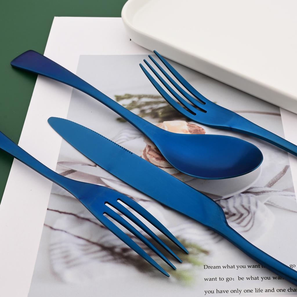 5PCS Service for 1 Matte Black Dinnerware Cutlery Set with Steak Knife Family Eating Utensils 18/10 Stainless Steel Flatware Silverware