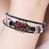 Punk Style Braided Guitar Bracelet Zinc Alloy Adjustable Buckle Manual Woven Faux Leather 3-Layered Punk Retro Wrist Jewelry