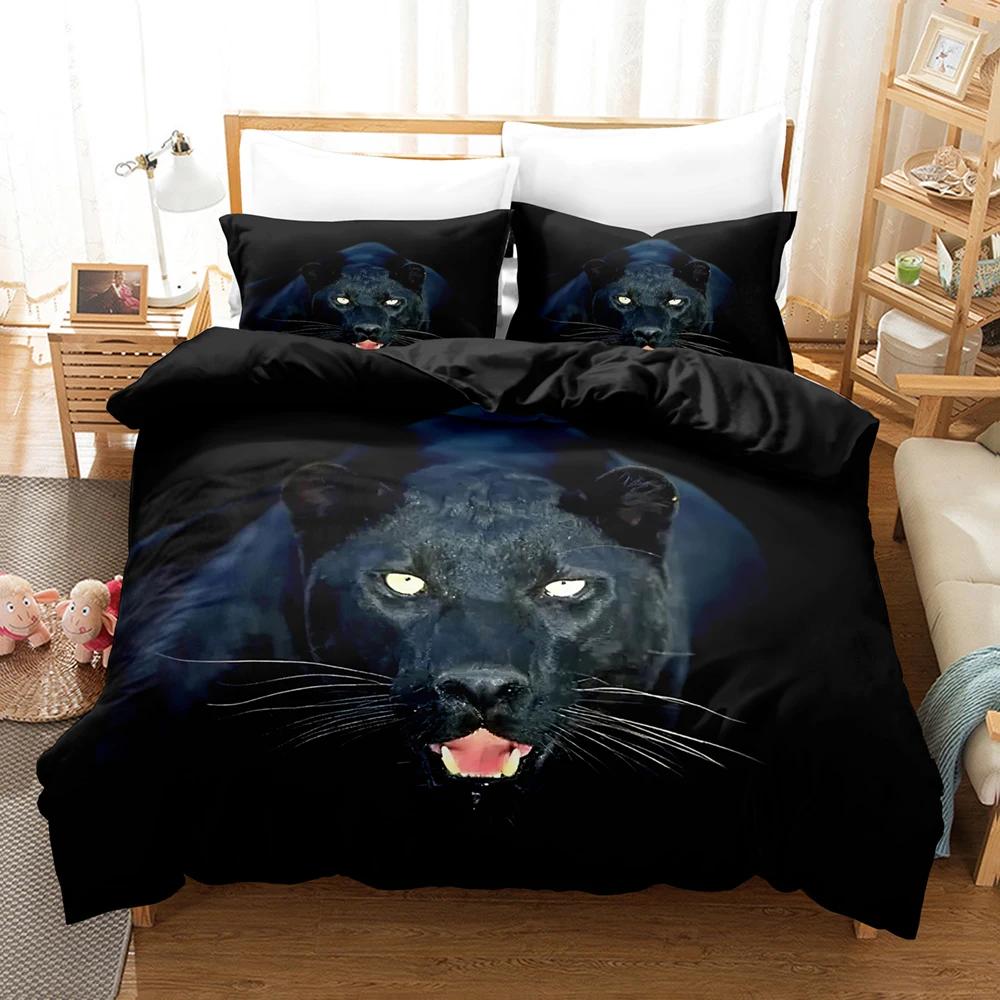 Leopard Print Soft Duvet Cover for King Plus Quen Sized Dimensions Bed, 3D Panther, Soft Duvet Cover,Quen Sized Dimensions,Double Warm Comforter
