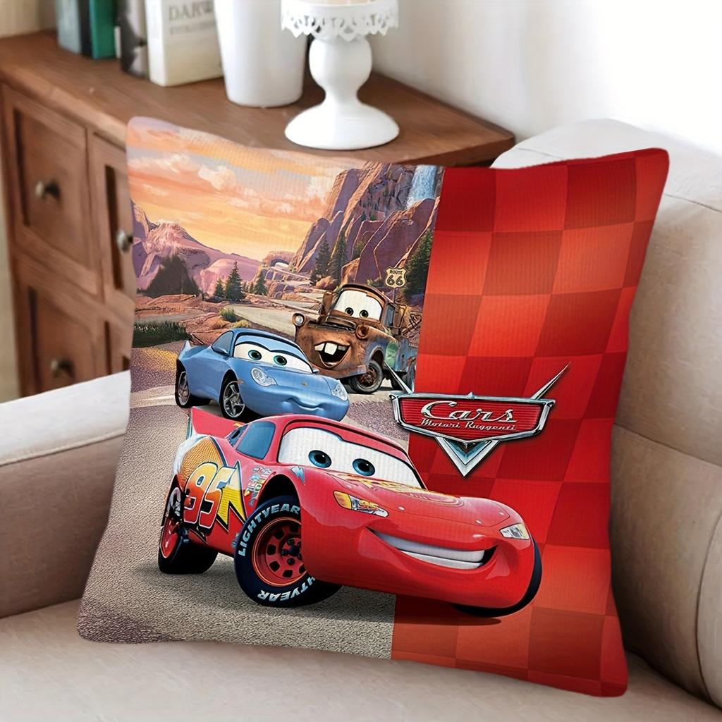 Light Up Your Space with Cars-Themed Cartoon Pillowcase! Sofa Cushion Cover, Bedroom Room Home Decoration