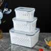 Kitchen Food Sealing Fresh-Keeping Box Fruit and Vegetable Draining Plastic Storage Box with Lid Refrigerator Freezer Fresh-Keeping Container