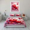 Romantic Hearts and Floral Set kid's and adults' bedroom decor, Exquisite three-piece bedding set gift