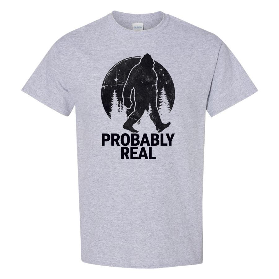 Probably Real Bigfoot T Shirt Vintage Sasquatch Moon Forest Retro Graphic 2XL