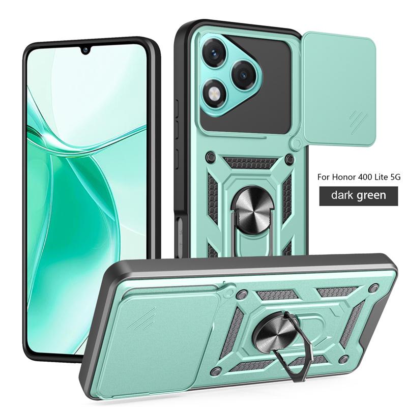 For Honor400Lite 5G Case Slide Camera Lens Armor Cover for Honor 400 Lite Honer 400Lite Light 5G Car Magnetic Ring Holder Coque
