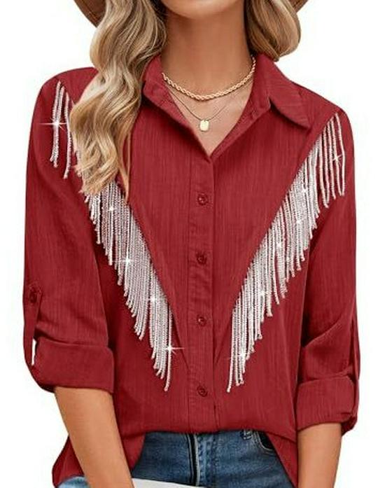 Summer Women's Unique Vertical Stripe Print Long Sleeve Shirt