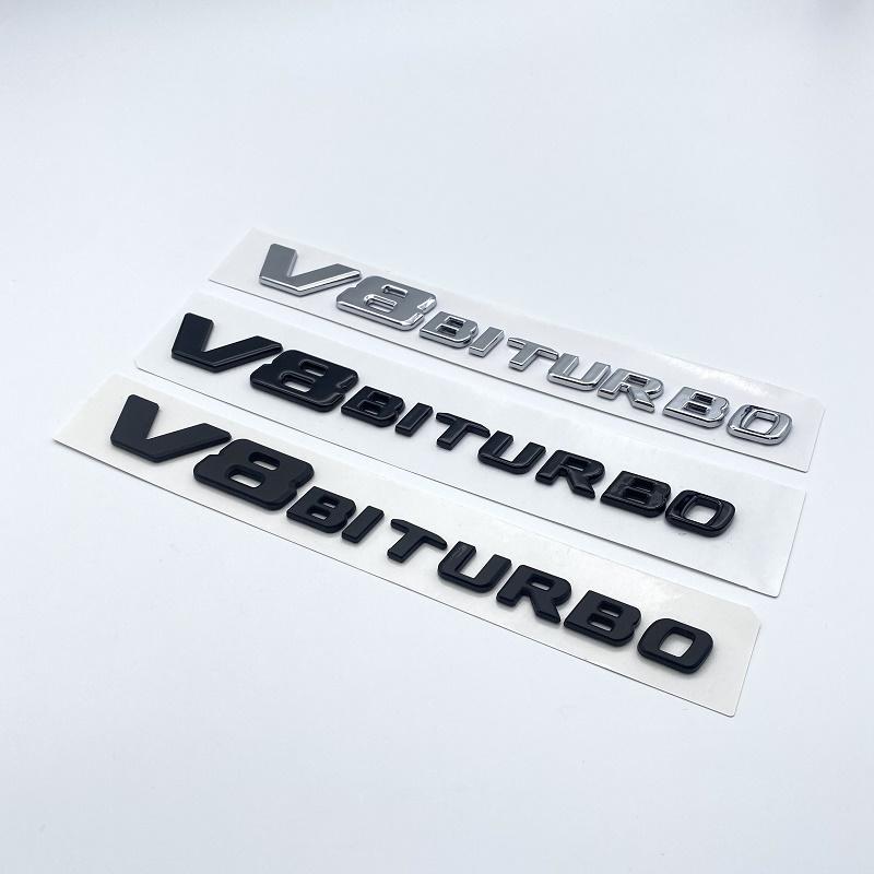 

Літерна емблема для Mercedes Benz AMG V12BITURBO V8 BITURBO 4MATIC+ Стайлінг автомобіля Fender Logo Sticker Chrome Black Red matte black