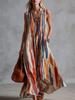 Women's Fashion Color Striped Sleeveless Deep V-Neck Off-Shoulder Dress