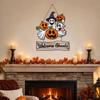 Frohes Halloween Türschild für Haustür, Hängendes Holzschild mit Geist und Kürbis, Gruseliger Willkommenskranz für Baum, Tür, Wand, Partyzubehör