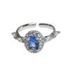 French Retro Pigeon Egg Light Luxury Blue Imitation Topaz Open Ring Adjustable Zircon Advanced Sense Ring Female