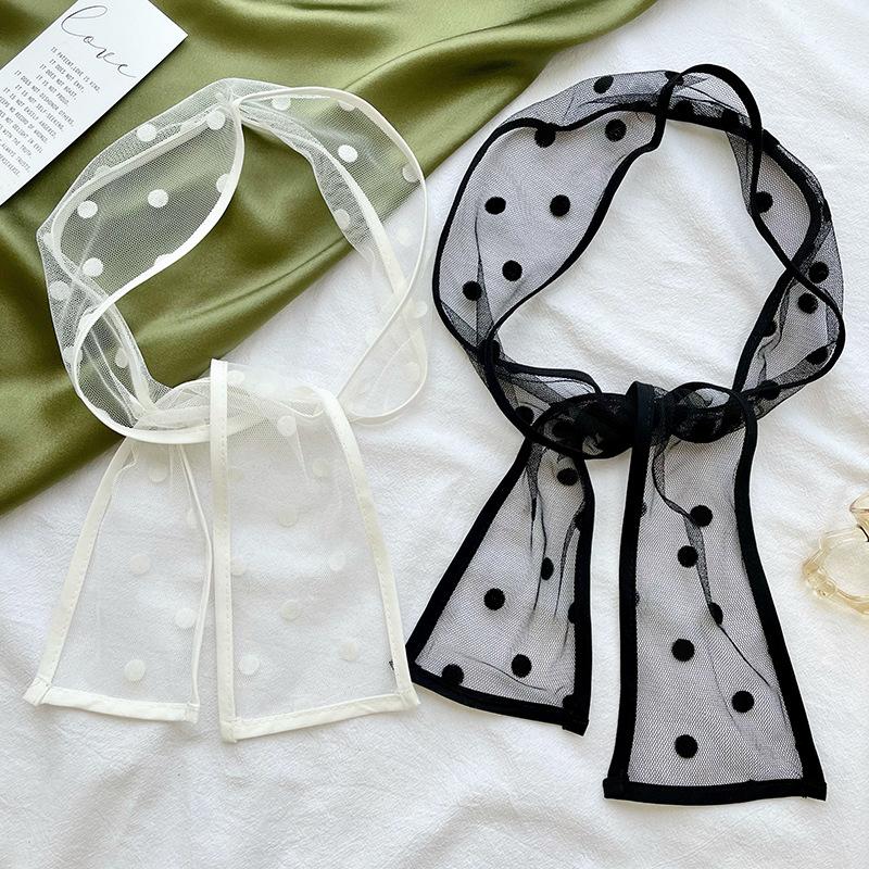 Fashion Lace Hair Band Women Neck Scarf Floral Print Headband Silk Bag Scarves Female Long Hairband Cute Neck Scarfs For Ladies