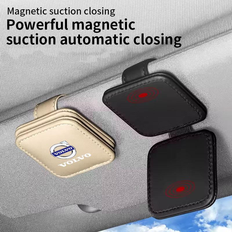 Sonnenbrillenhalter Auto Sonnenblenden Magnetischer Leder Sonnenbrillenclip Ticketclip Für Volvo S60 S90 XC40 XC60 V90 S40 S80L Zubehör