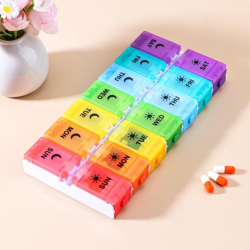 7 Tage 14 Fächer Pillenbehälter Wöchentliche Medikamenten-Teilerbox Reise-Pillenetuis Box Tabletten Medikament
