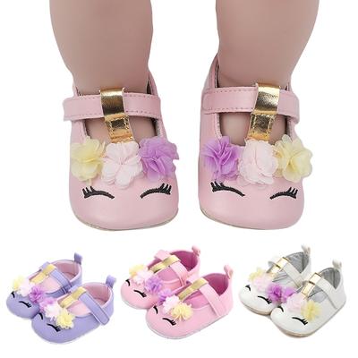 Einhorn-Kleinkindschuhe, Kleinkinder, Blumen, PU-Leder, weiche Sohle, Prinzessinnenschuhe, Baby-Mädchen-Lederschuhe, Lauflernschuhe