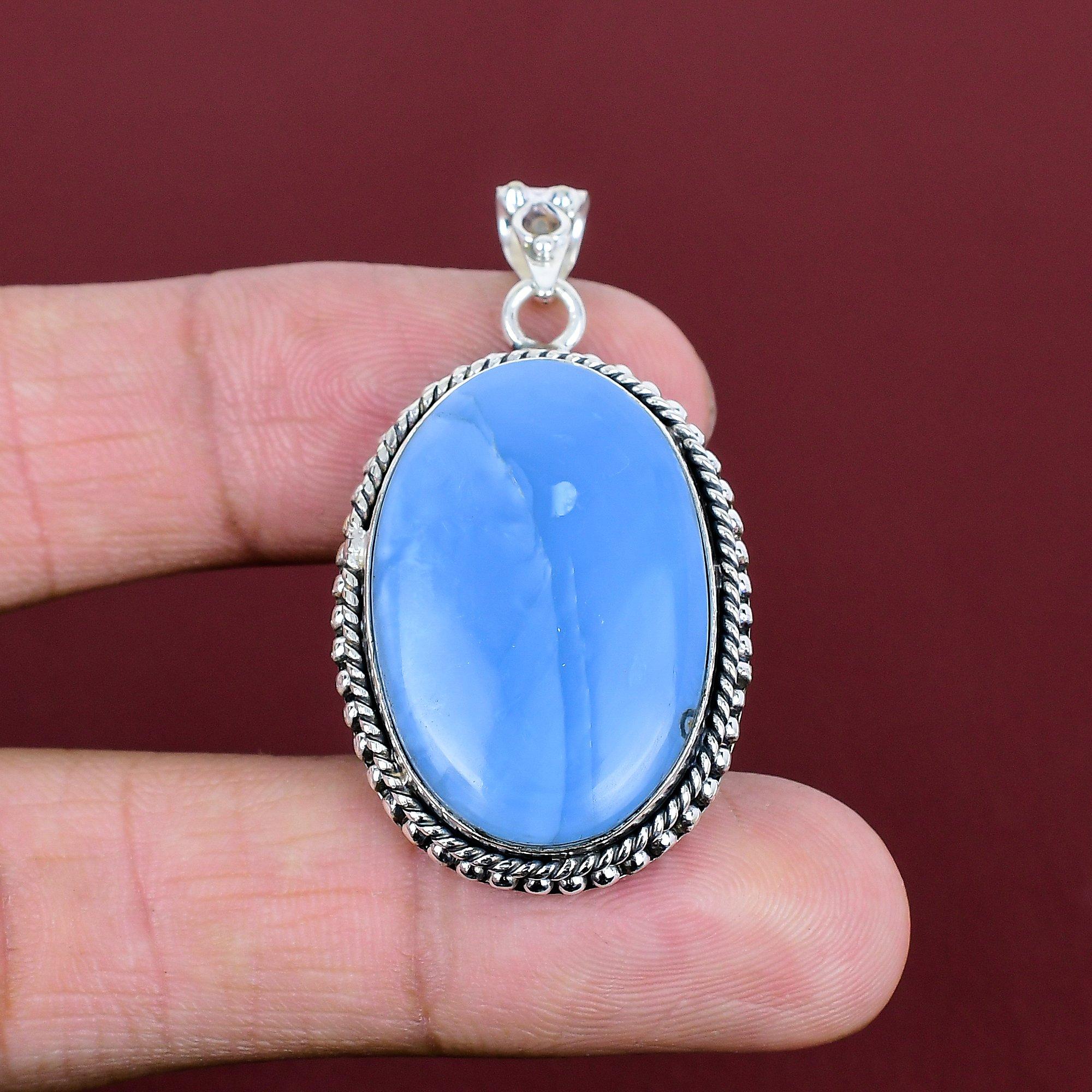 Owyhee blue opal gemstone pendant 925 sterling silver pendant handmade pendant owyhee blue opal jewelry latest design pendant gifts for her
