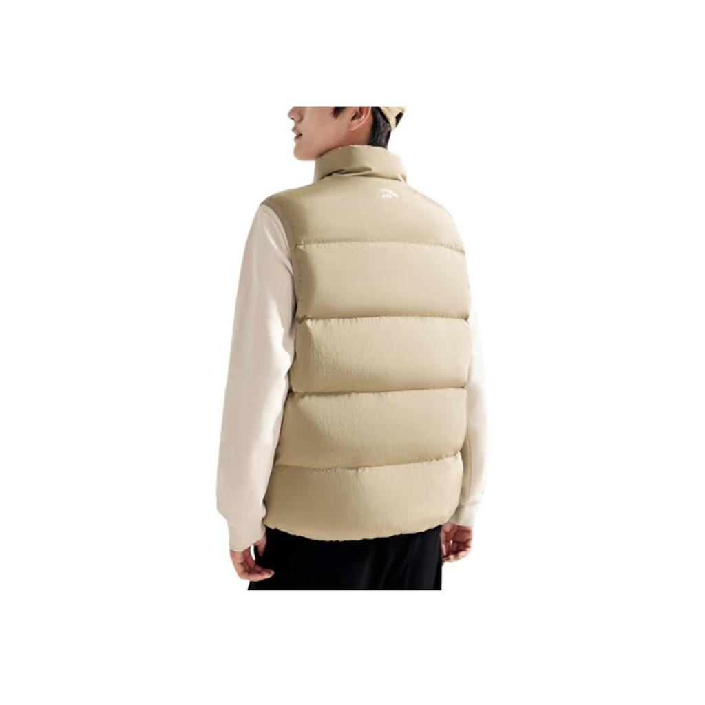 Anta Life Series Letter Logo Embroidered Stand Collar Zipper Down Vest Men Vest Glacier-Gray 152348903-1