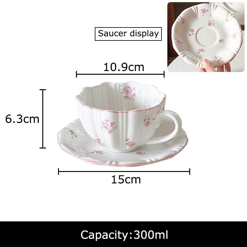 Lovely Pink Cherry Blossoms Mugs Porcelain Cup&saucer Tableware Coffee Mug Dining Table Afternoon Tea Teacup Fruits Juice Cup