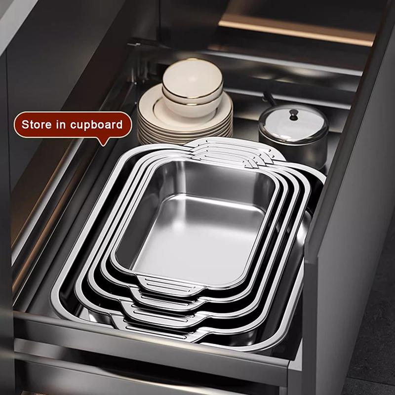 Stainless Steel Baking Pan With Lids Deep Dish For Fish/Pasta/Grilling Oven & Dishwasher Safe Cookware