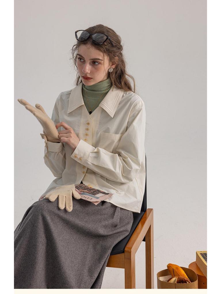 Dailyart "Blue Wave Sea Salt" Women's Embroidered Slim-fit Commute Shirt