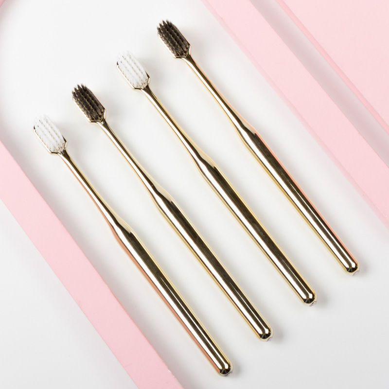 2/1Pc Luxury Soft Toothbrush Men Women Adult Tooth Brush Electroplate Gold Color Dental Brushes Toothbrushes Teeth Cleaning Care