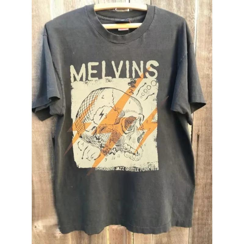 Street Wear Is Fashionable Loose And Breathable Suitable For Daily Wear Summer Unisexs Pure Cotton Retro Melvins Band Tshirt