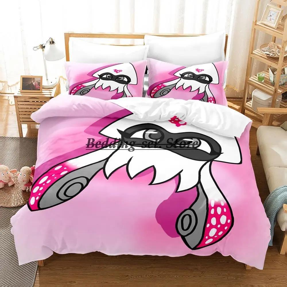 Splatoon 3 Inkling Squid Bedding Set Single Twin Full Queen King Size Bed Set Aldult Kid Bedroom Duvetcover Sets Bed Sheet Set