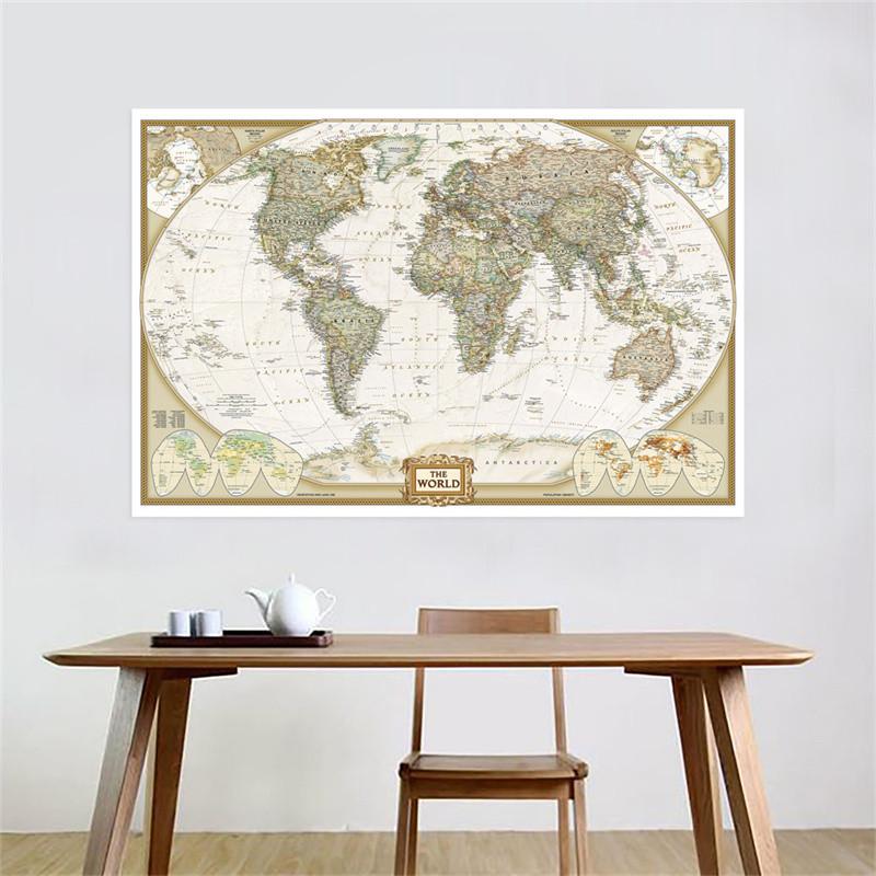 Decorative Hanging Picture Retro World Map Posters Education Printing Wall Art Pictures Painting Office Home Decoration