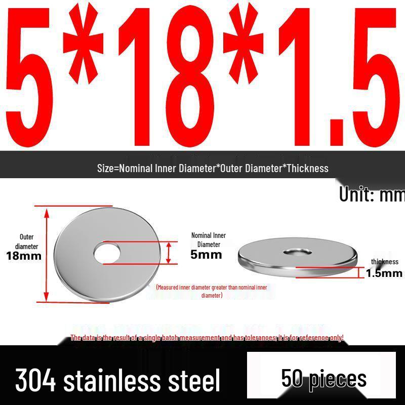 Thickened 304 Stainless Steel Flat Washer Spacer (M2-M36)