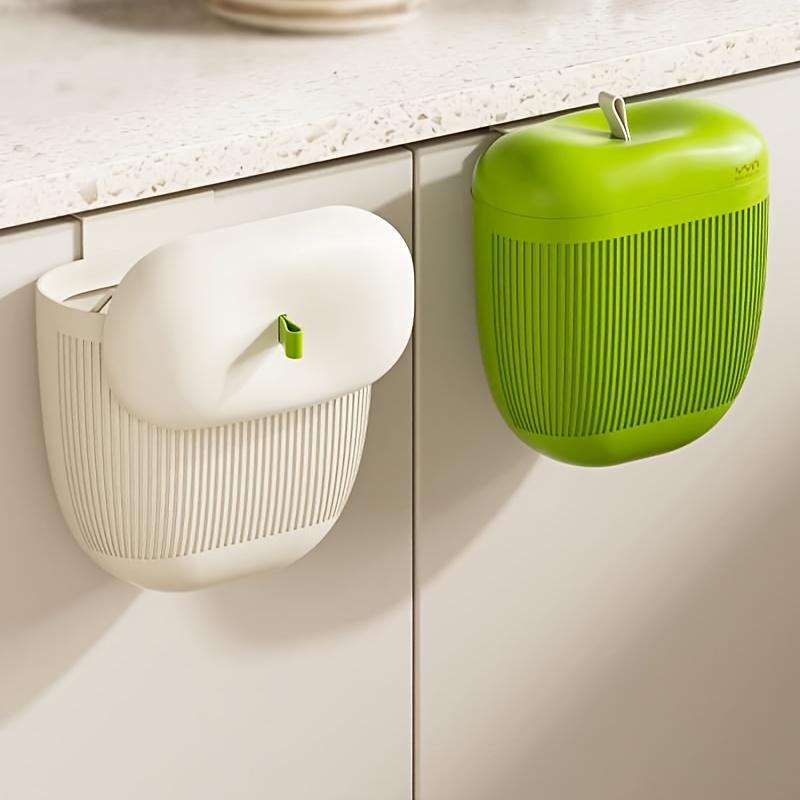 1pc Wall Mounted Trash Can with Pull Out Lid , No Drill Installation, Large Capacity Durable Plastic Bin for Kitchen , Bathroom
