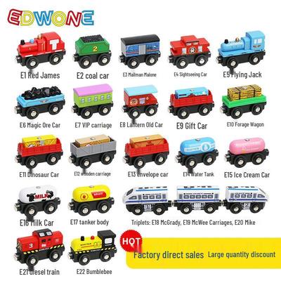 EDWONE Magnetic Wooden Train Track Set for Children