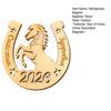 1/2/3Pcs 2026 Year of The Horse Fridge Magnet Rustic Wooden Auspicious Horseshoe Fridge Magnet Chinese New Year Home Office Kitchen Decoration