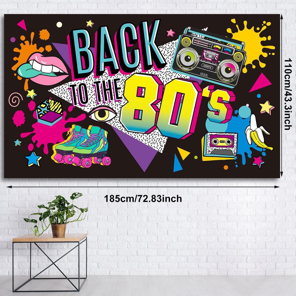 80's Backdrop Banner Party Decor Photography Background Photo Boot Props