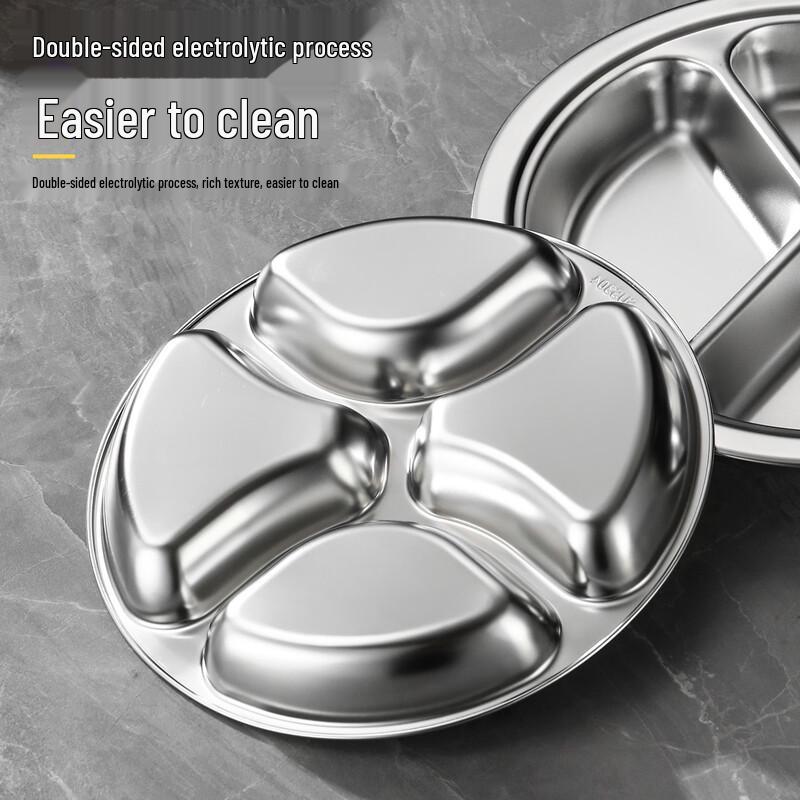 304 Stainless Steel Multi-Compartment Round Plate