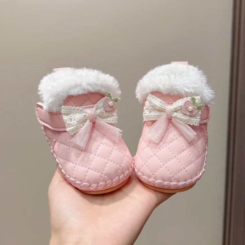Weiche Gummisohle Winter Babyschuhe für 0-12 Monate - Warme, Dicke Samt Baumwollstiefel für Mädchen