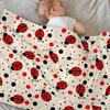 Süße Marienkäfer Rot Schwarz Gepunktet Insekt Wurfdecke Weiche Gemütliche Flanelldecke für Sofa Bett Wohnzimmer Dekoration Geschenk für Kinder