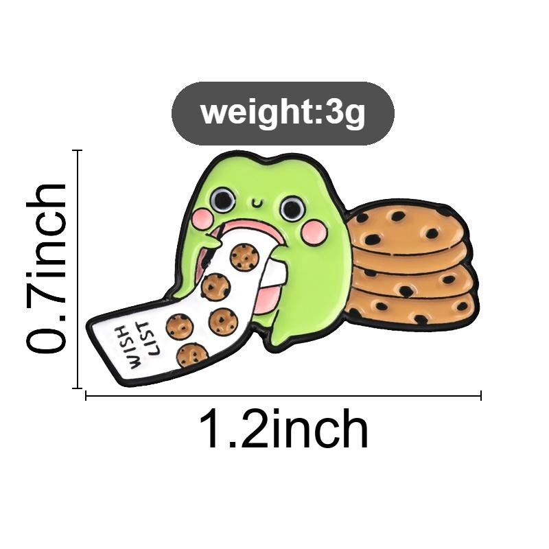 Wish List Cookie Frog Badge Stack Of Biscuits Froggy Enamel Pins Sweet Cartoon Animal Memes Brooch Accessories Decor