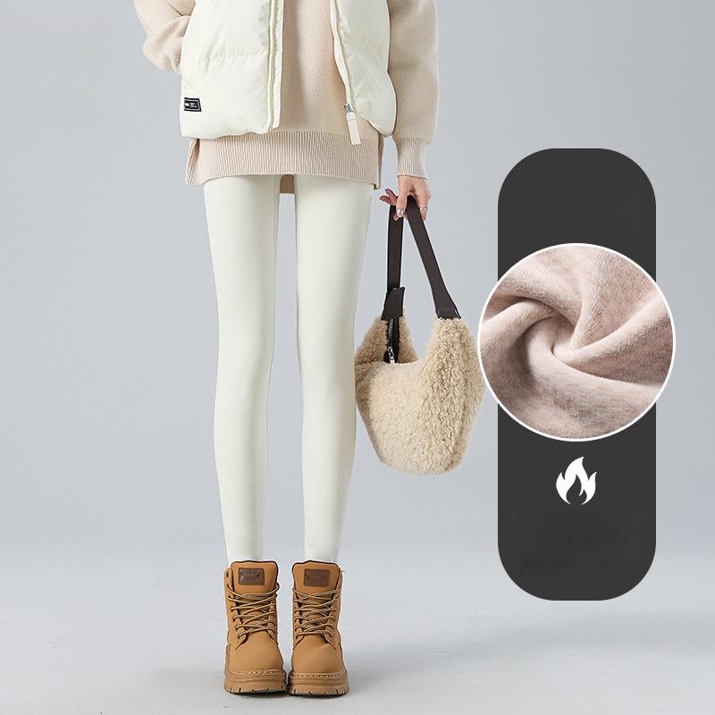 Snowflake Velvet Thickened Seamless Shark Pants for Women, High Waist Tummy Control Slimming Leggings, Autumn Winter Warm Skinny Pants