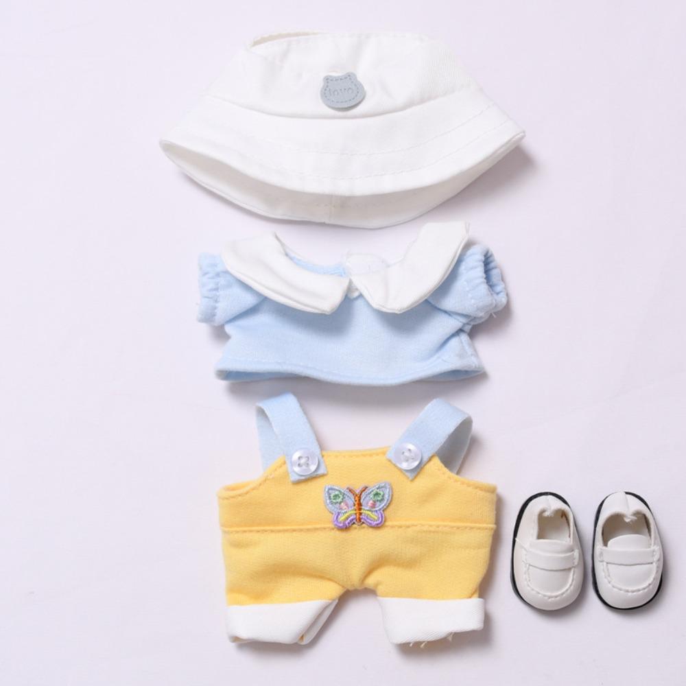 Overalls&Skirt Sitting Labubu Time Cloth Spring Flower 17cm Plush Dolls Clothes  Children Gift