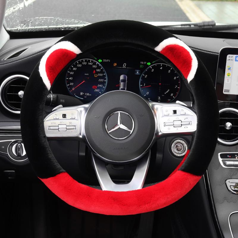 Women's Plush Winter Steering Wheel Cover - Korean Fashion, Universal Fit, Warm & Heated, Four Seasons Use.