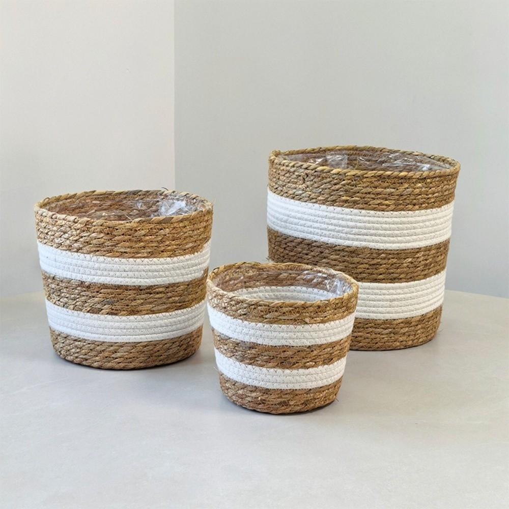 Woven Flower Plant Pot Basket Rattan Rattan Planter Basket Straw Weaving Basket  Plantable Plants
