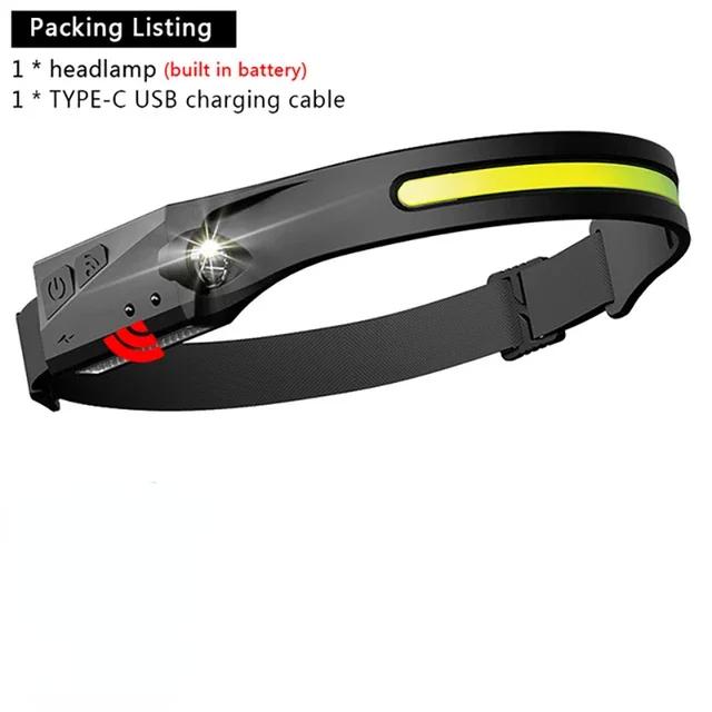 KDULIT 1~20Pack LED Sensor Headlamp Built-in Battery USB Rechargeable Waterproof Head Torch Outdoor Camping Fishing Headlight