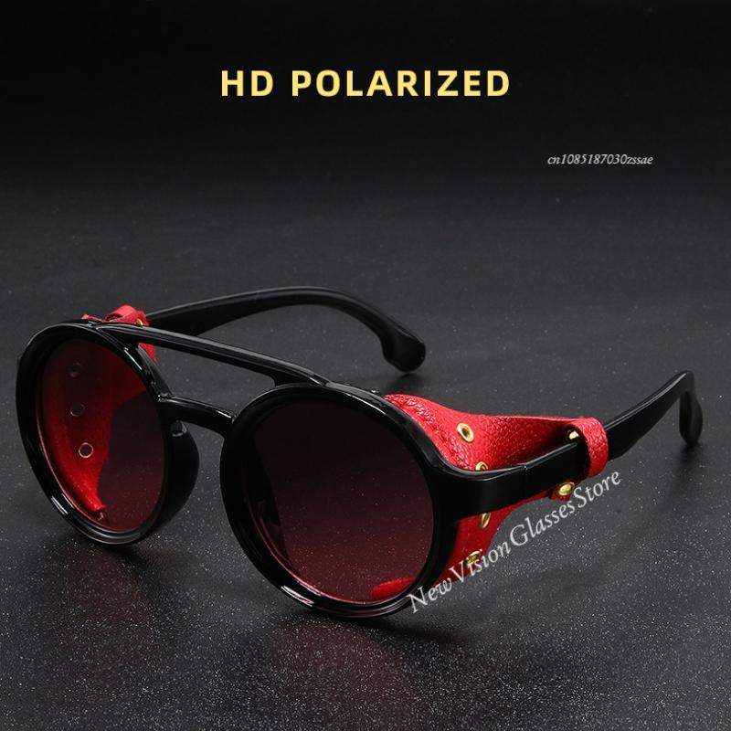 Retro Sunglasses Men Women Leather Round Glasses Vintage Goggles Anti Wind Outdoors Sports Sun Glasses Uv400