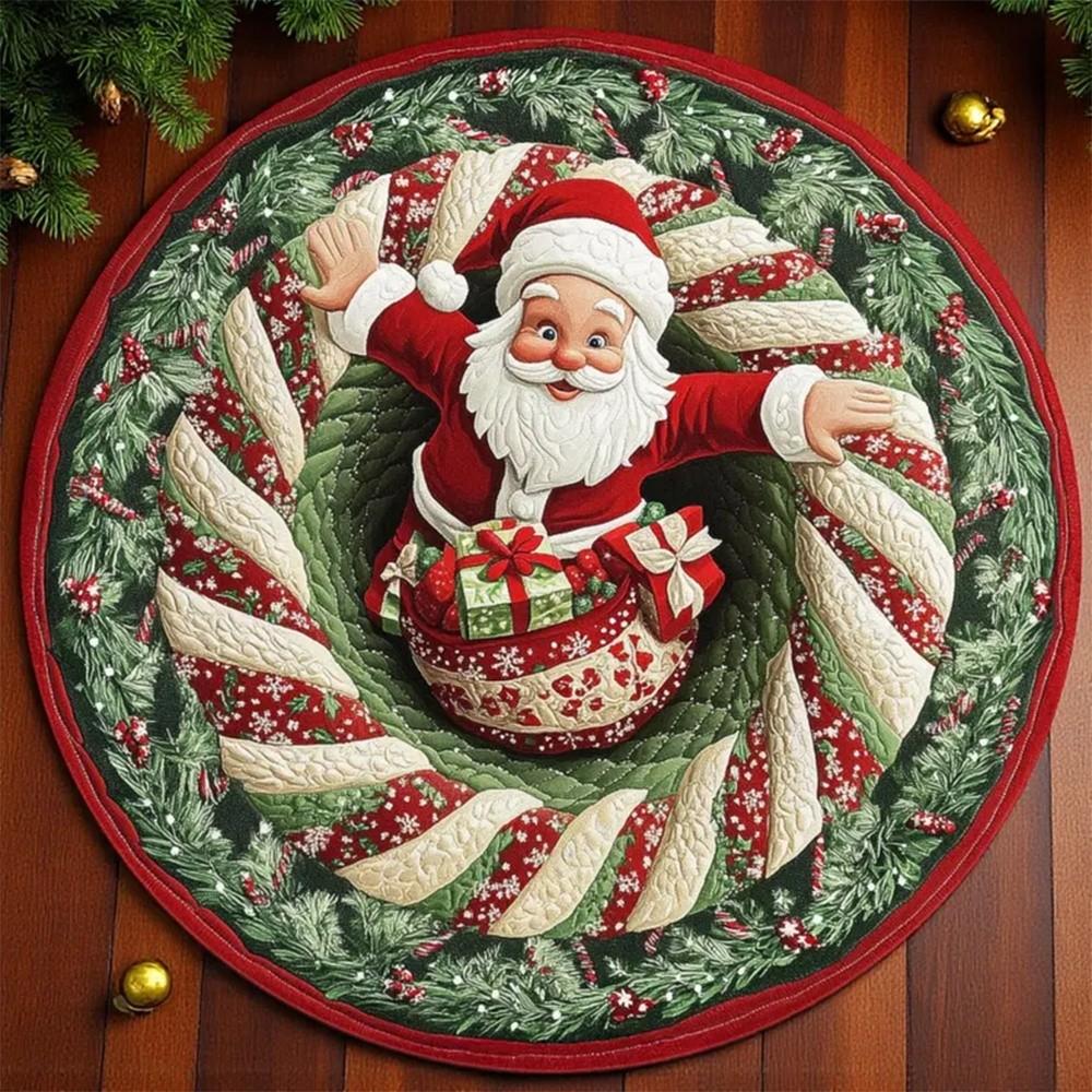 60*60cm Christmas Round Carpet Crystal Velvet Red Christmas Tree Base Mat 3D Special-shaped Anti-Slip Entrance Carpet