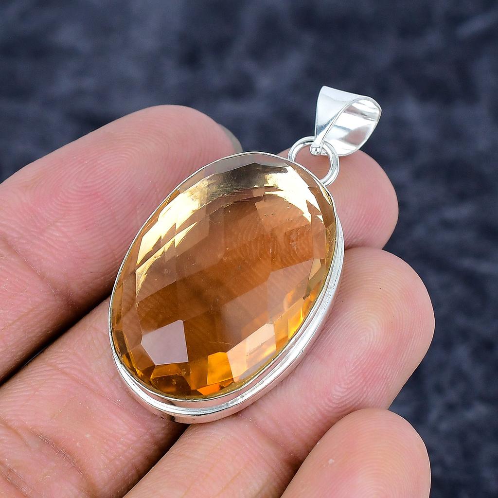 Morganite Gemstone Handmade 925 Sterling Silver Jewelry Pendant 1.81" M-3258