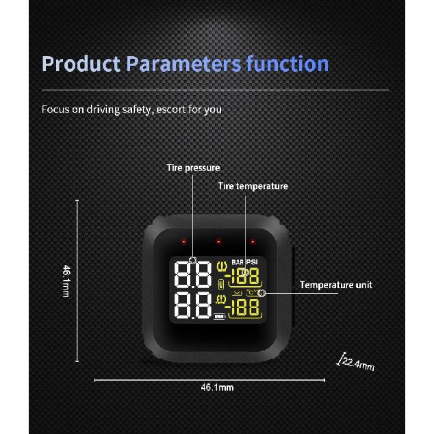 CAREUD Motorcycle TPMS Tyre Pressure Monitoring System LCD Display Magnetic charging With Internal/External Pressure Sensors
