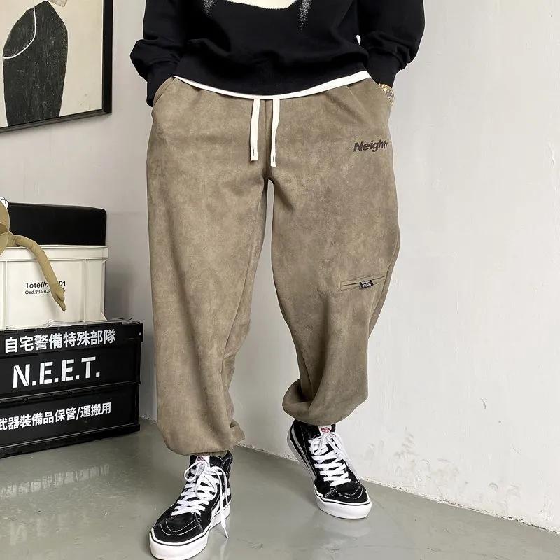 Große Größe Plüsch Samt Verdickt Lange Hosen für Hübsche Bindehose Dünne Super Lockere Herren Hohe Harems Hose