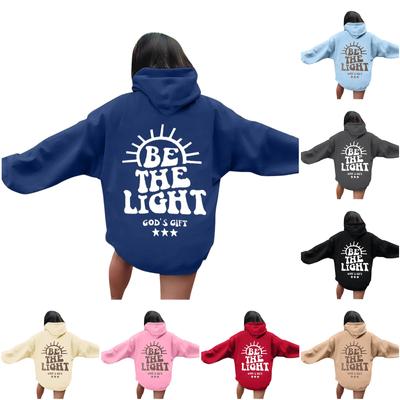 Modischer, leichter Kapuzenpullover für Damen mit langen Ärmeln und Taschen, grafischer Kapuzenpullover