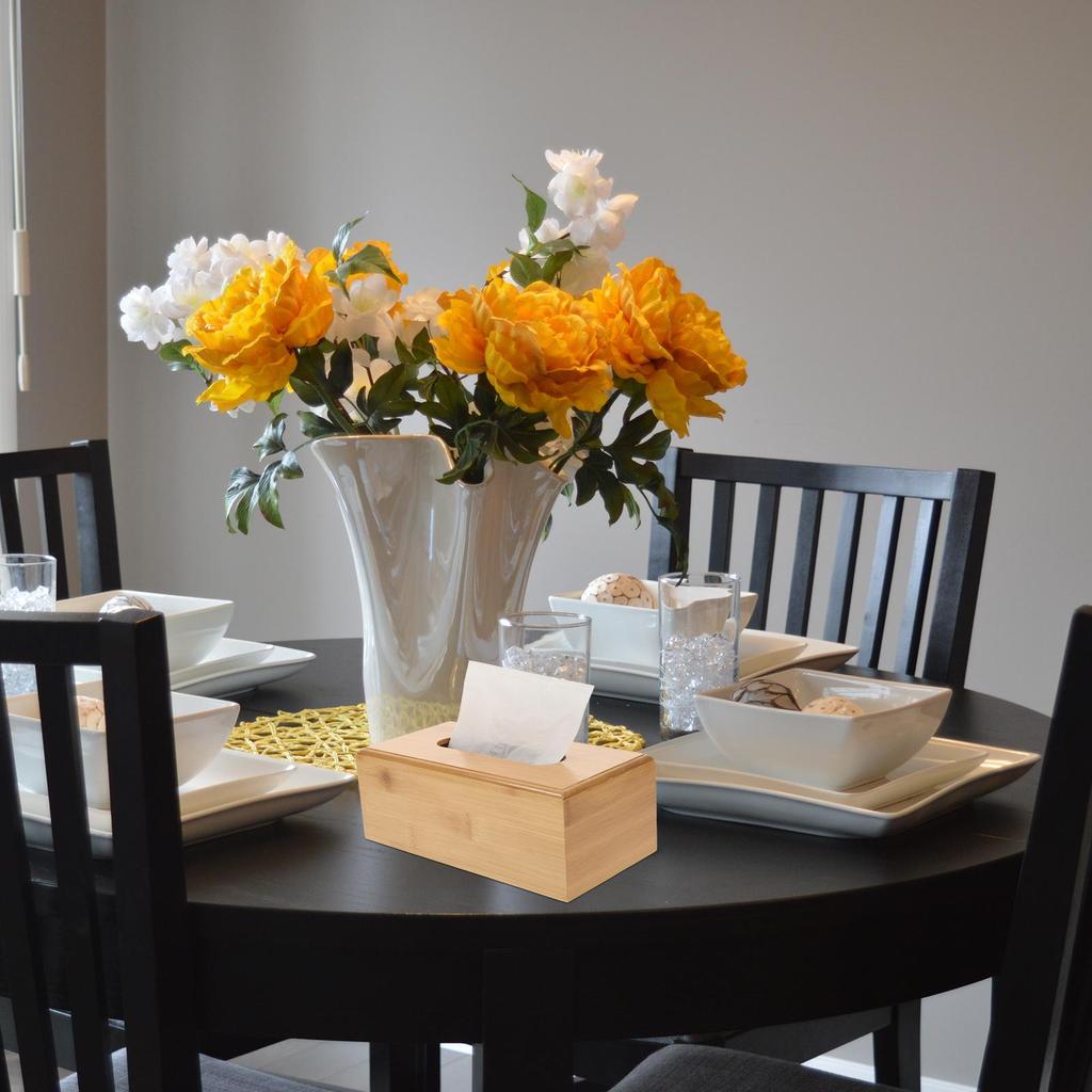 Solid Wood Tissue Box Shallow Color Storage Container Napkin Case Retro Home Office Decorative Paper Holder