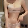 Small Chest Push-up Anti-sagging Lace Underwear Top Lift Thin Strapless Invisible Non-slip Bra Set